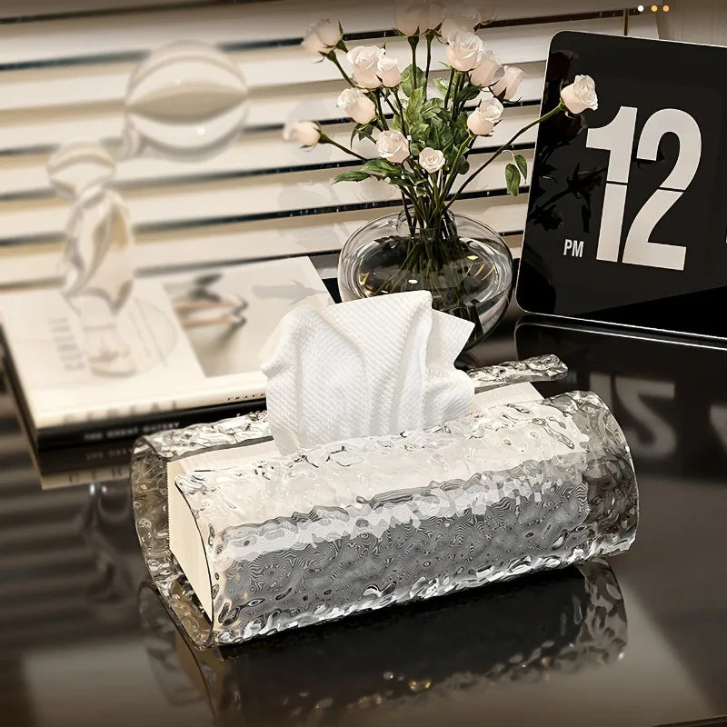 Oval Wavy Tissue Box Cover | Plastic Napkin Holder Bathroom Tissue Box Cover QXL
