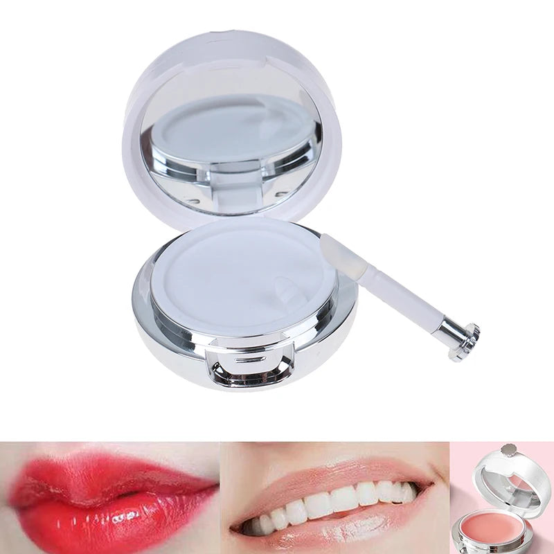 White Round Acrylic Lip Container with Brush & Mirror | 15ml Lip Cosmetic Container QXL