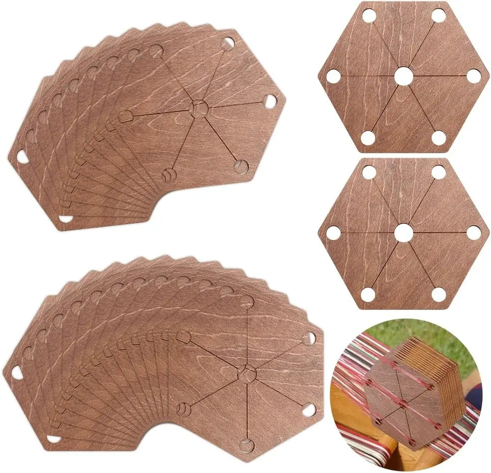 24-Piece Wood Weaving Loom Cards 2.6x3" | Craft Knitting Set Weaving Loom Cards QXL AECH04-16544