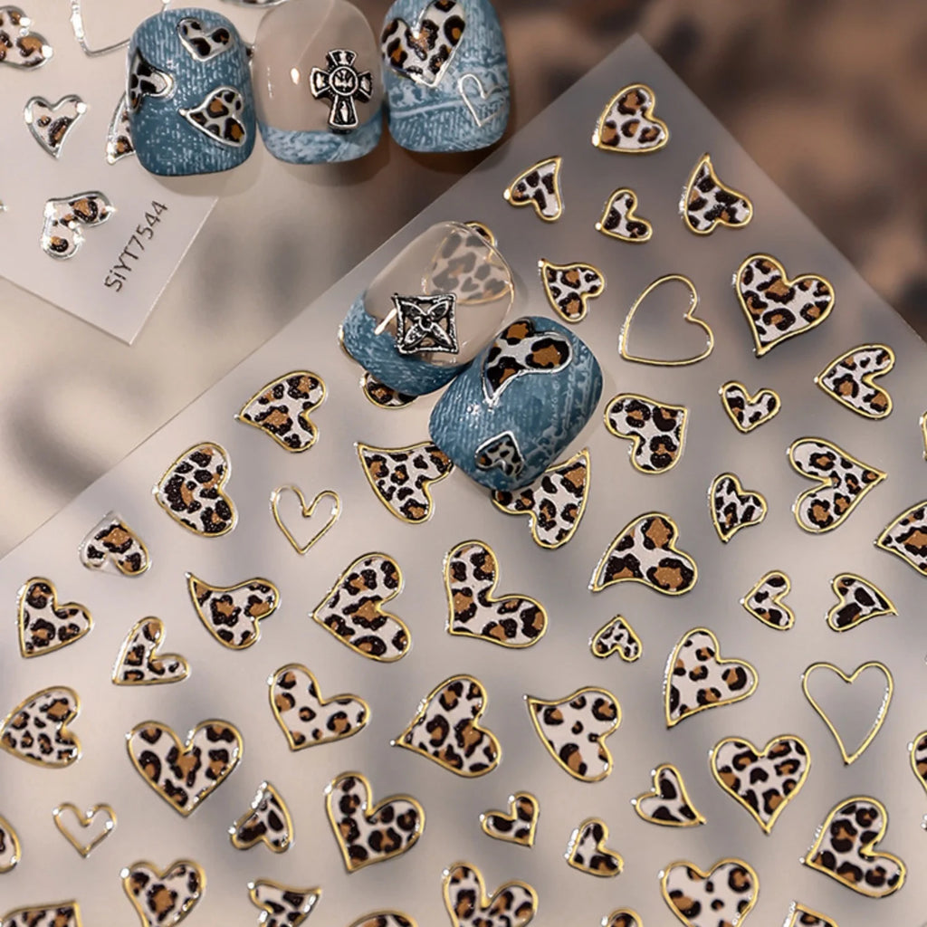 5D Leopard Print Y2K Nail Art Stickers | Self-Adhesive Decals Nail Art Stickers QXL