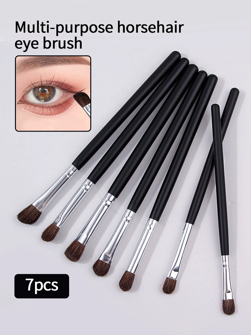 KOSSHOW 7-Pc Pony Hair Eye Makeup Brush Set | Professional Eye Makeup Brush Set QXL