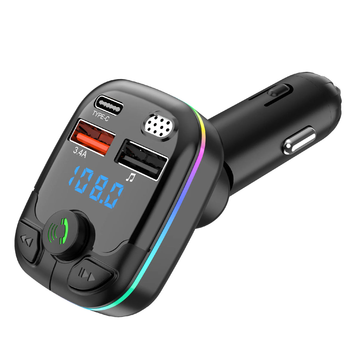 Bluetooth 5.0 FM Transmitter Car Charger | PD USB-C Dual USB FM Transmitter Charger QXL C92