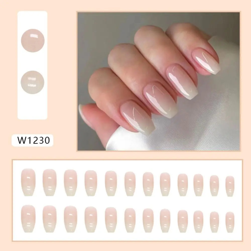 Long Ballerina False Nails Glitter Gold Pink Aurora 24-Pack Press-On Nail Tips QXL
