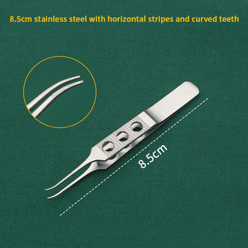 Toothed Precision Tweezers | Titanium & Steel Eyelid Tool Precision Eyelid Tweezers QXL 6 Silver
