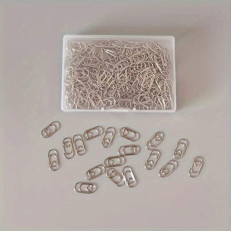 200-Pack Heart-Shaped Paper Clips | Carbon Steel Binder Clips Decorative Paper Clips QXL Silvery