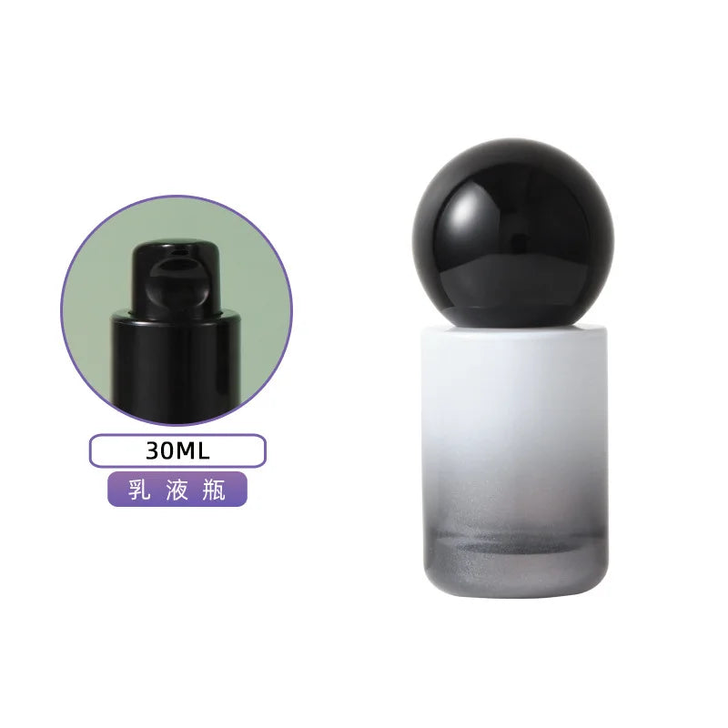30ml Gradient Black Glass Pump Bottle | Refillable Travel Cosmetic Refillable Pump Bottle QXL pump