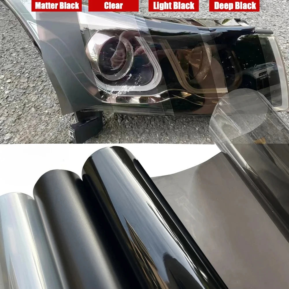 Black Smoke PVC Headlight Tint Wrap Film | 30×100cm Car Vinyl Headlight Tint Film QXL