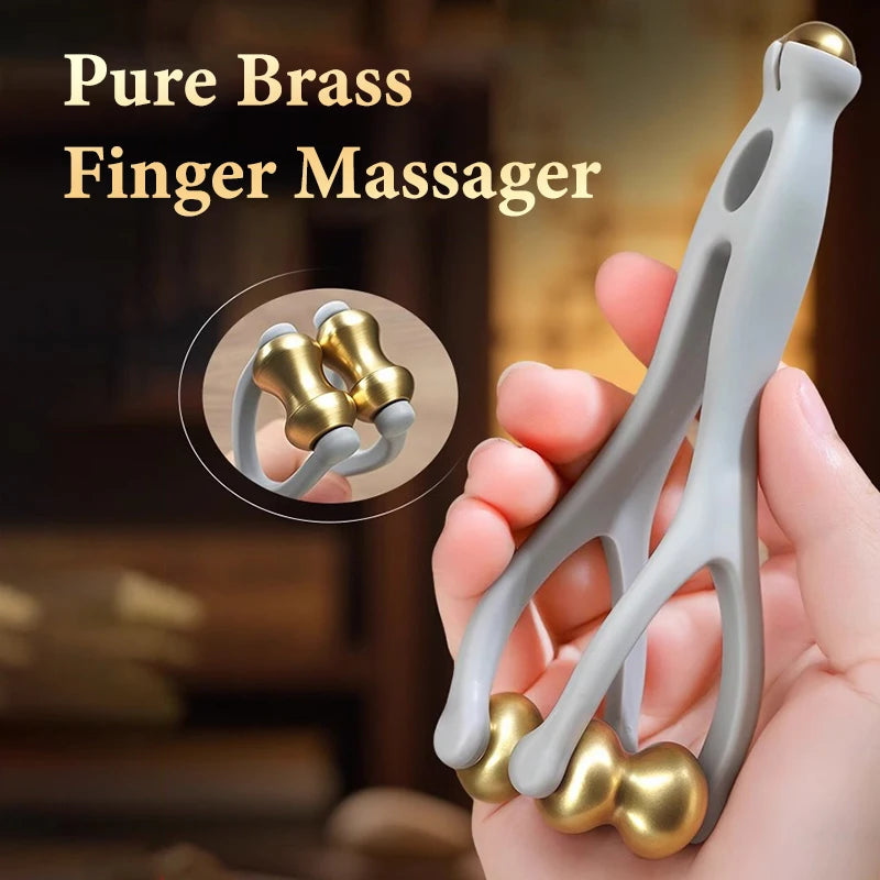 Dual-Row Brass & Bian Stone Finger Roller Massager Finger Roller Massager QXL