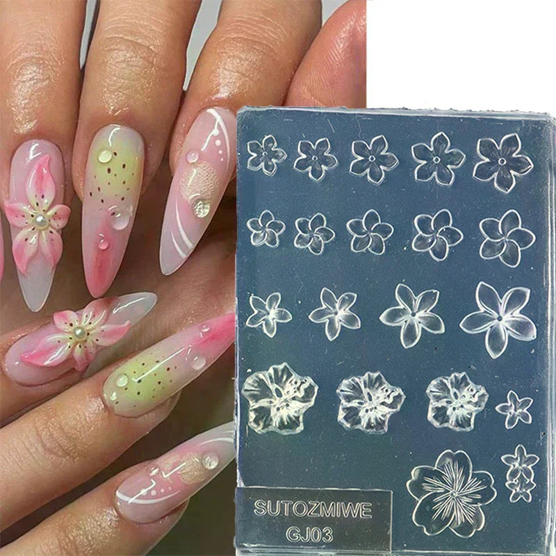 Frangipani Silicone Nail Art Mold | Flower Manicure Template Nail Art Mold QXL
