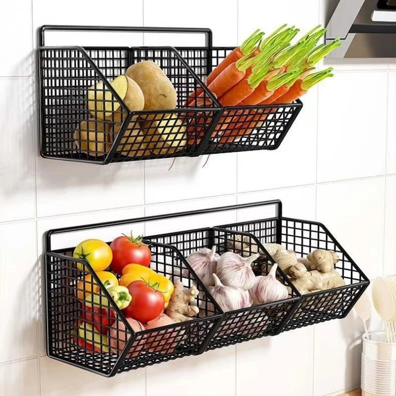 Punch-Free Wall Kitchen Storage Rack with Drain Basket Wall Storage Rack QXL