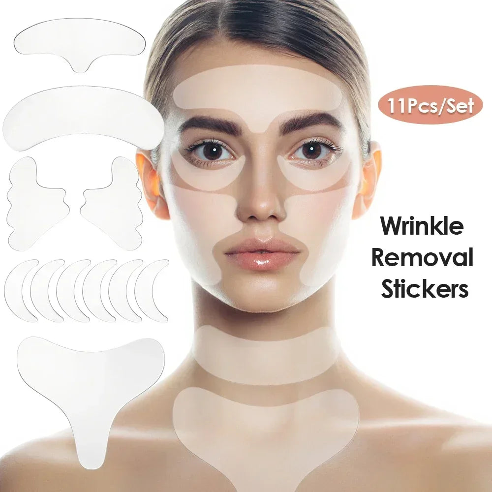 Reusable Silicone Anti-Wrinkle Patches | Face, Neck & Eye Silicone Wrinkle Patches QXL 11Pcs Set China Mainland