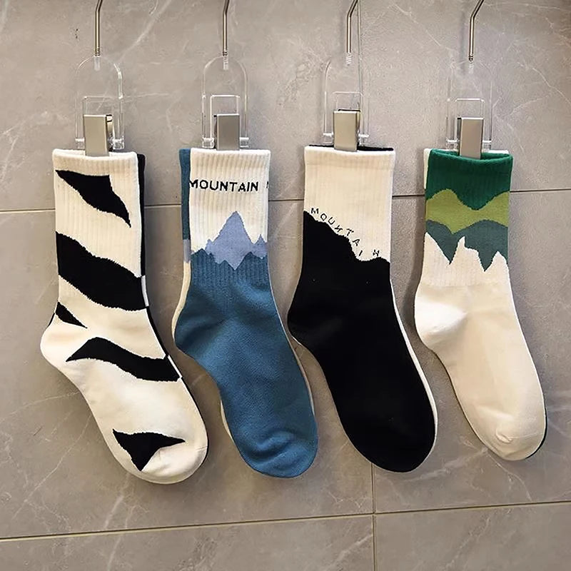 Women's Hip Hop Striped Mid-Tube Cotton Socks | Breathable Fashion Cotton Socks QXL