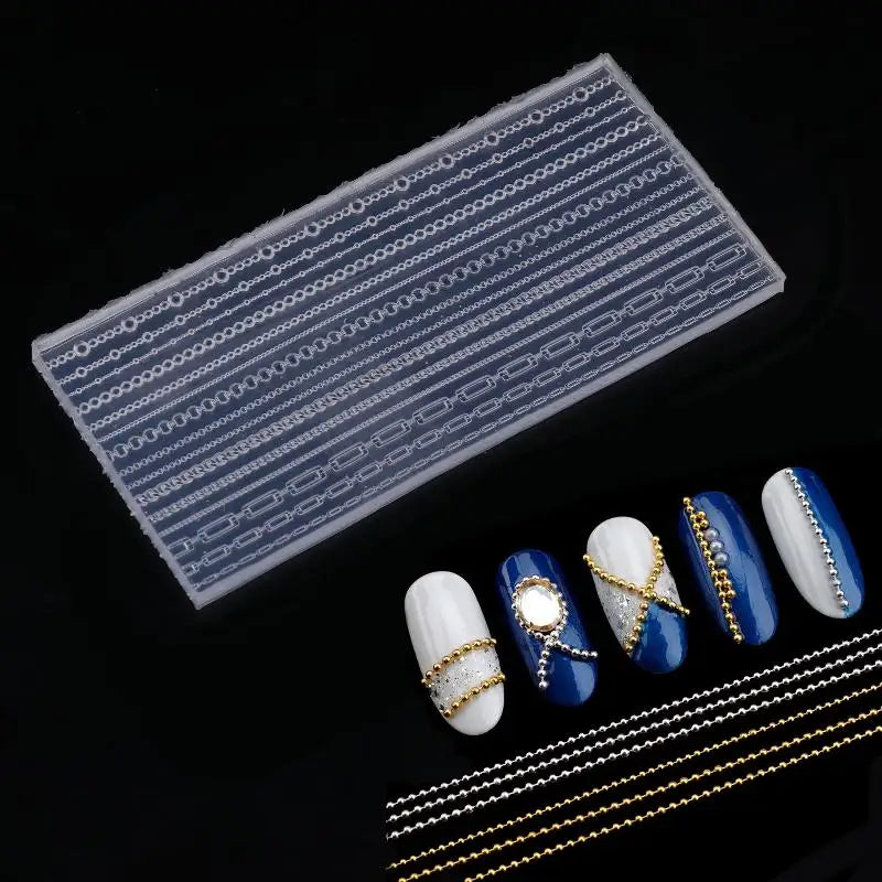 15-Pc 3D Chain Silicone Nail Art Mold | DIY Charm Carving Template Silicone Nail Mold QXL