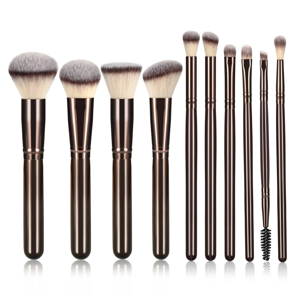 10-Piece Makeup Brush Set with Travel Case | Pro Cosmetic Kit Makeup Brush Set QXL 10pcs brush