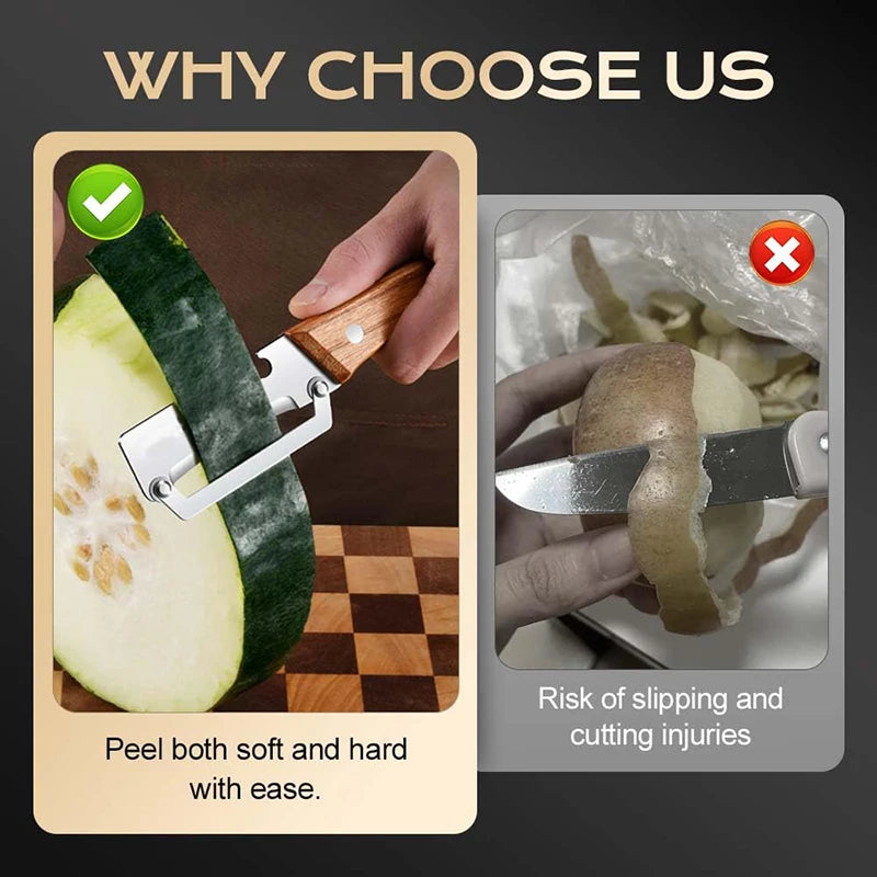 Wooden Ergonomic Vegetable Peeler & Julienne Cutter | 2-in-1 Vegetable Peeler QXL