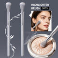 KOSSHOW 2-Pc Highlighter & Contour Brush Set | Soft Nylon Makeup Brush Set QXL Silver