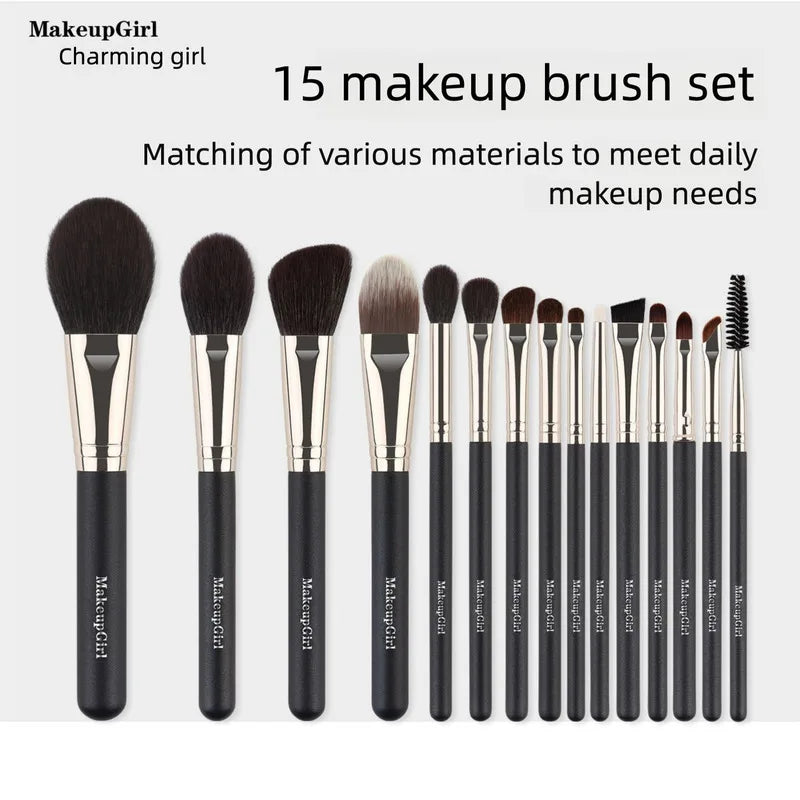 15-Piece Makeup Brush Set | Soft Bristle Foundation & Eye Makeup Brush Set QXL