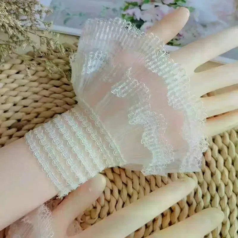 Lace Ruffle Fake Cuffs | Detachable Decorative Sleeve Cuffs Decorative Sleeve Cuffs QXL