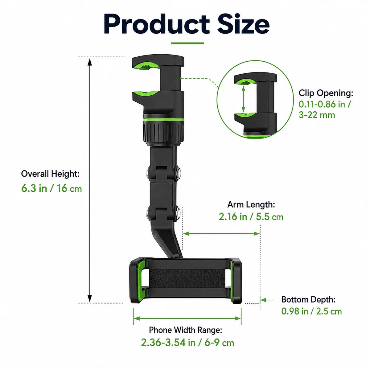 360° Rearview Mirror Phone Mount | Retractable Car Holder Car Phone Mount QXL