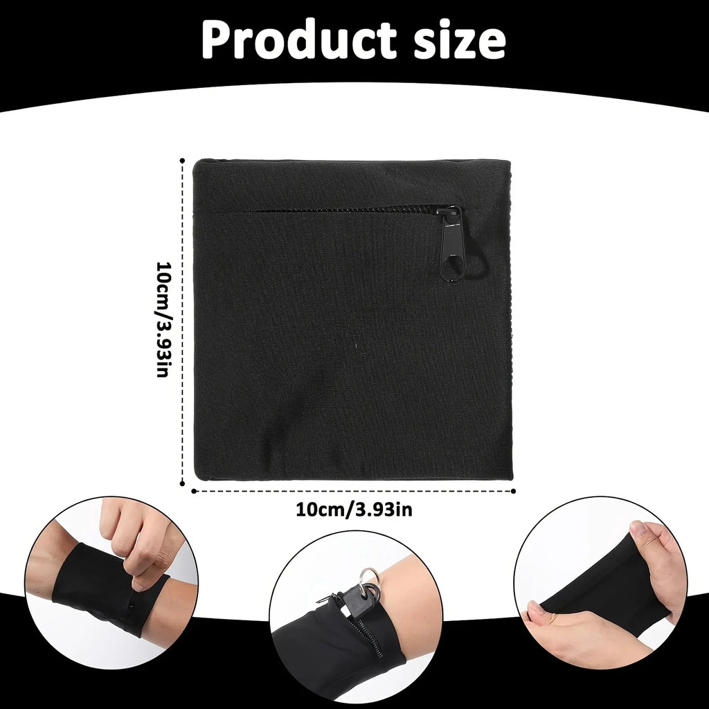 Sports Wristband Bag with Zipper | Running & Cycling Pouch Sports Wrist Bag QXL Black