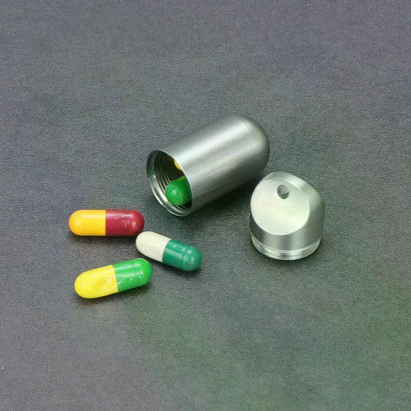 Waterproof Stainless Steel Capsule Pill Case | Mini EDC Holder Capsule Pill Case QXL
