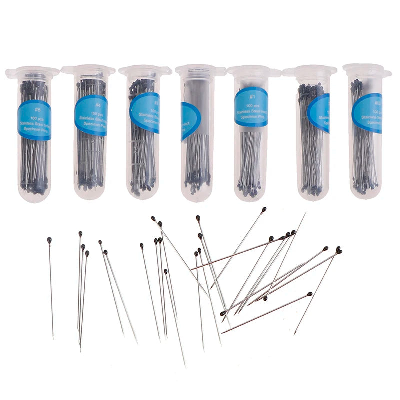 100-Pack Stainless Steel Entomology Insect Pins | 8 Sizes Entomology Insect Pins QXL