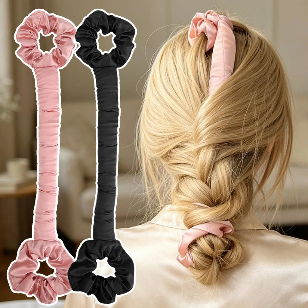 Satin Heatless Hair Curler Rod & Scrunchie | Overnight Curls Heatless Hair Curler QXL