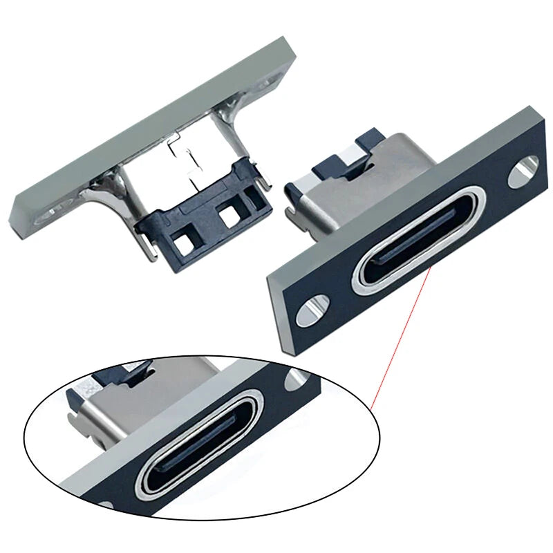 5-Pack USB Type-C Female Connector Socket 2Pin 4Pin + Fix Plate USB Type-C Connector QXL