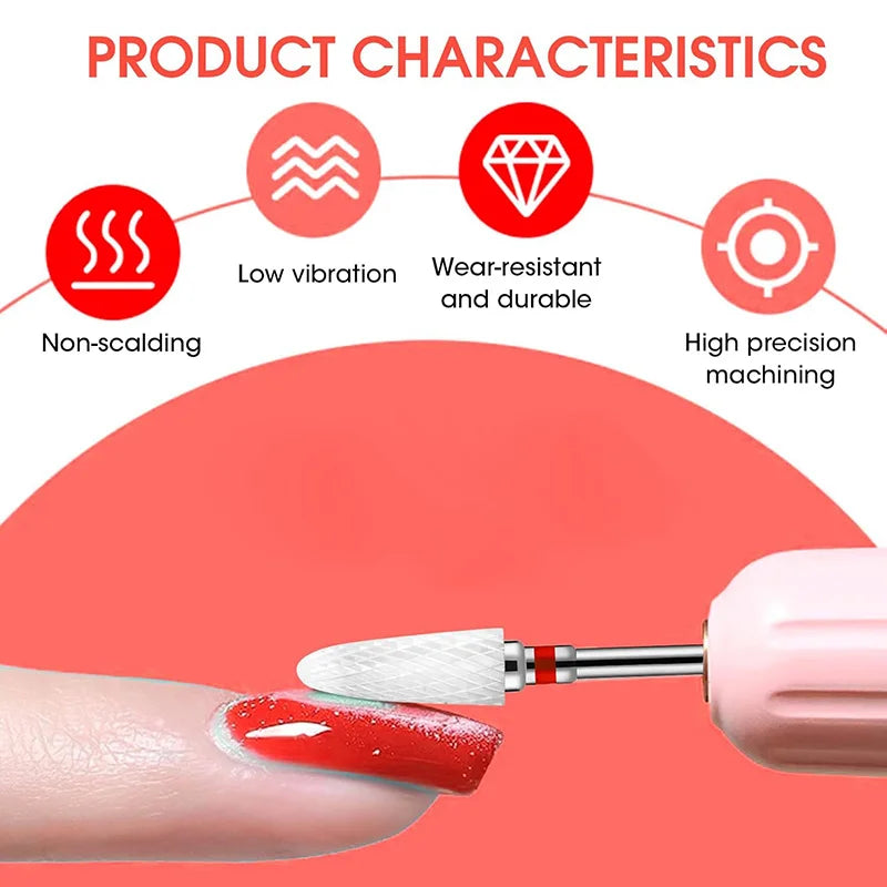 8-Pack 3/32" Ceramic Nail Drill Bits | Cuticle Removal Set Ceramic Nail Drill Bits QXL