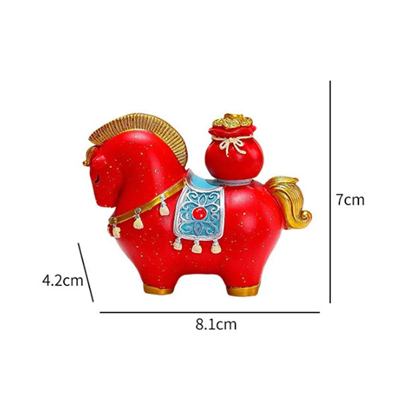 Zodiac Horse Lucky Ingot Figurine | Rotating Resin Home Decor Decorative Figurine QXL