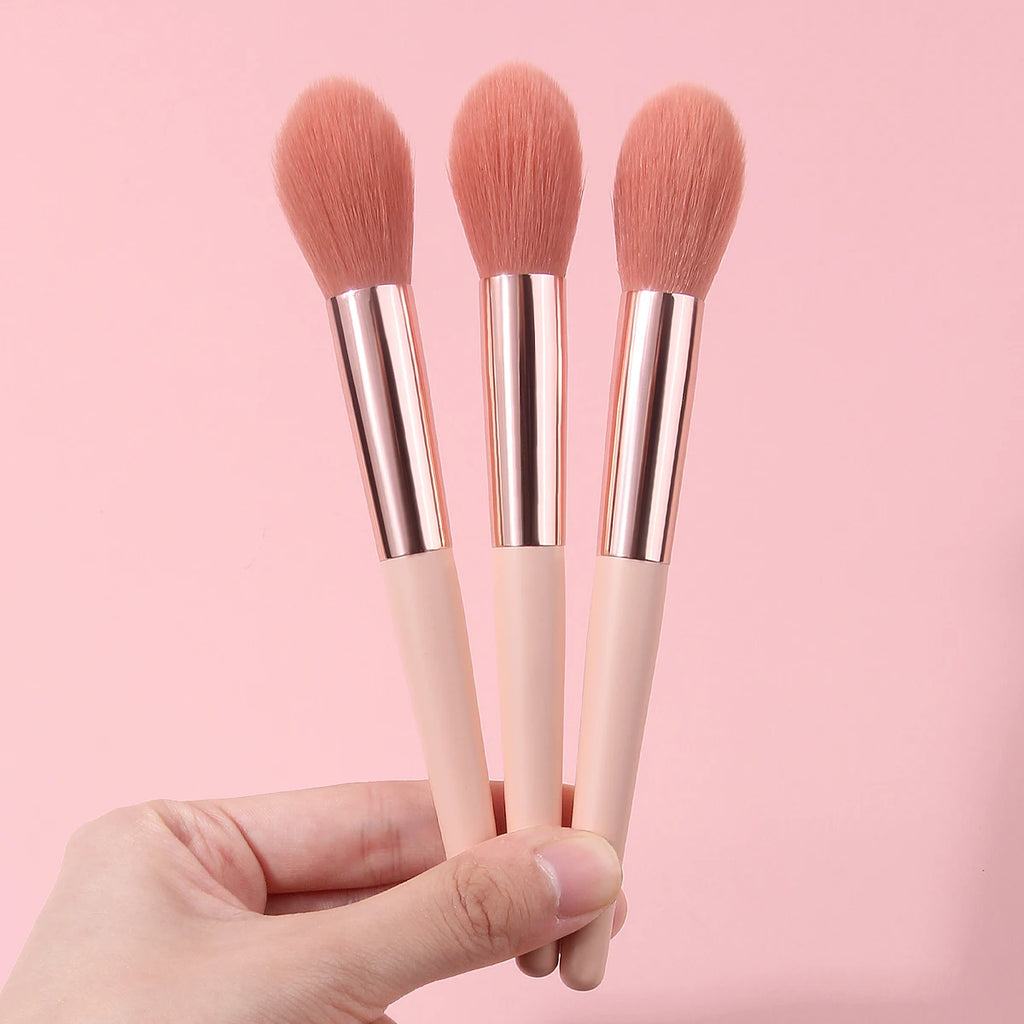 KOSSHOW 3-Piece Soft Fiber Makeup Brush Set – Pink Makeup Brush Set QXL