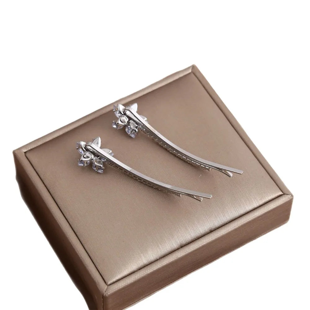 Floral Rhinestone Metal Hair Clips for Women – 2-Pack Rhinestone Hair Clips QXL