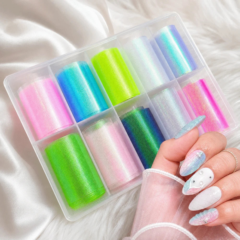 Mermaid Scale Nail Foils | 3D Mesh Fabric Stickers & Decals Nail Foil Stickers QXL