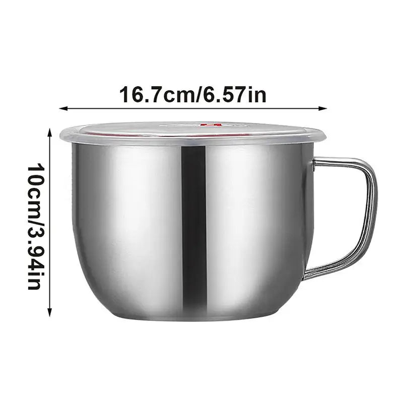 Kids Stainless Steel Soup Bowl with Anti-Scald Handle & Lid Kids Soup Bowl QXL L