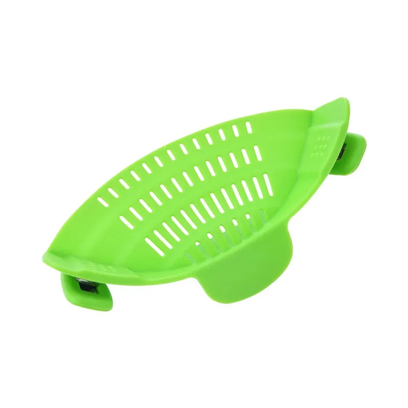 Wide-Mouth Silicone Pot Clip Strainer with Anti-Splash Guard Pot Clip Strainer QXL green