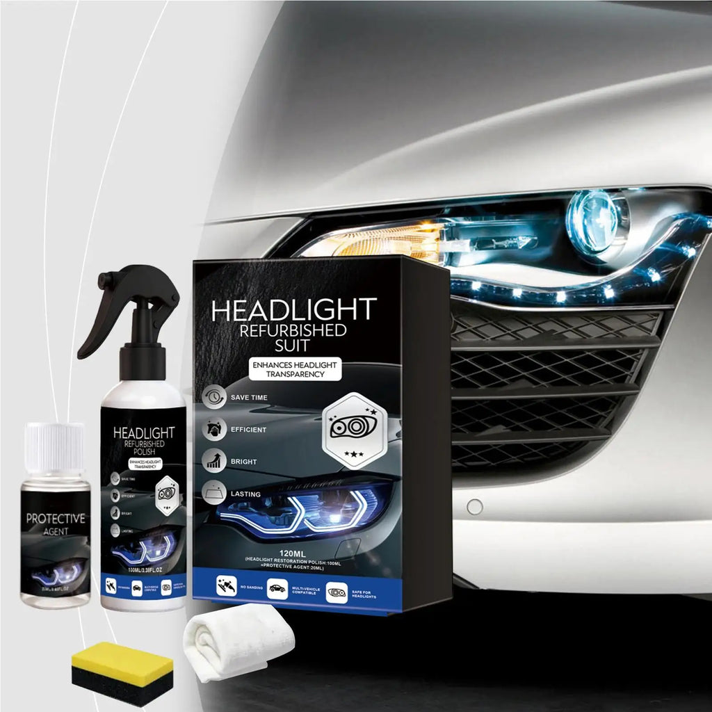 Car Headlight Restoration Spray Kit – Removes Oxidation & Yellowing Headlight Restoration Kit QXL