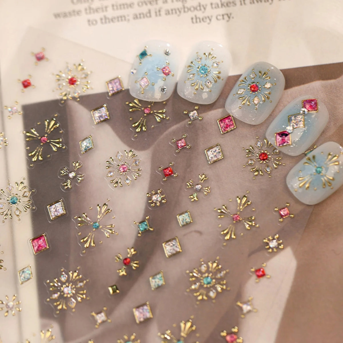 NAILFYOU 5D Nail Art Stickers | Retro Gemstone Snowflake Decals Nail Art Stickers QXL