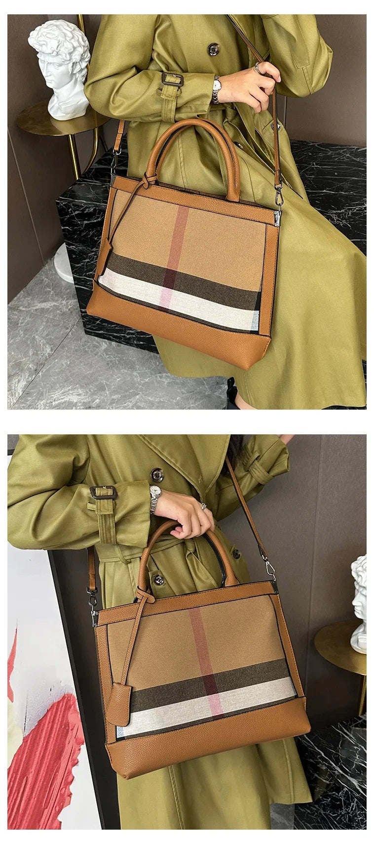 Minimalist Faux Leather Diaper Bag | Large Shoulder Tote Diaper Bag QXL