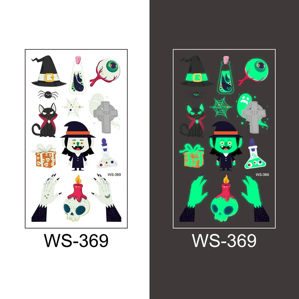 Halloween Glow Dinosaur Temporary Tattoo Stickers | Body Art Temporary Tattoo Sticker QXL 69S