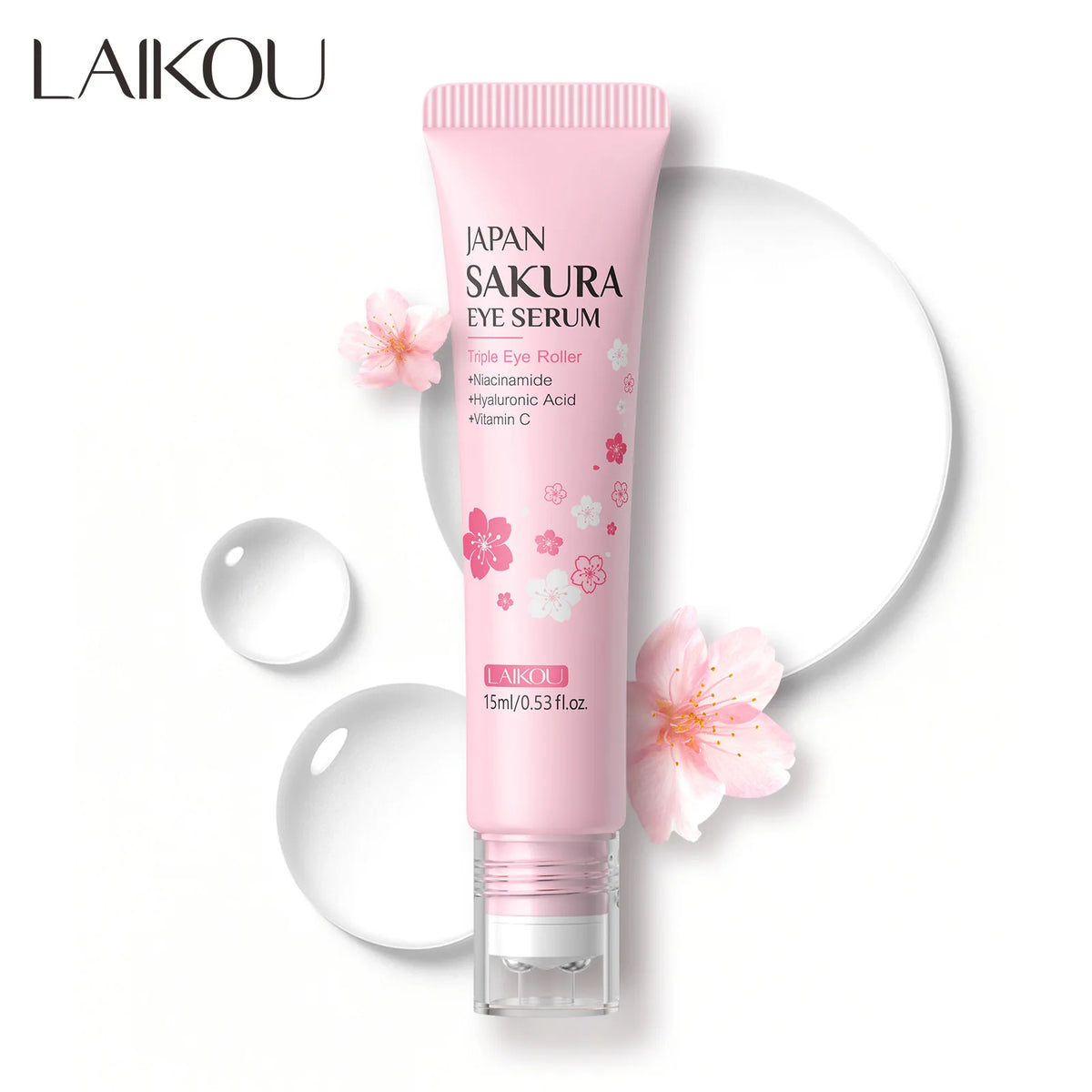 LAIKOU Sakura Eye Serum Roller | Brighten & Hydrate 15ml Eye Serum Roller QXL
