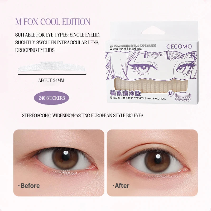 GECOMO Invisible Double Eyelid Tape | Waterproof Eye Lift Eyelid Tape QXL Chill style