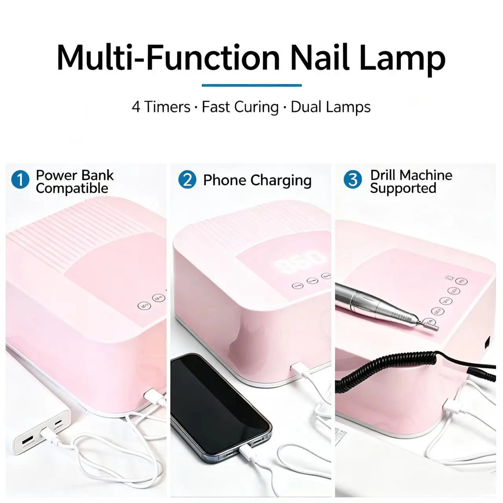 2-in-1 LED Nail Curing Lamp | Auto Sensor Full Hand & Toe Dryer LED Nail Curing Lamp QXL