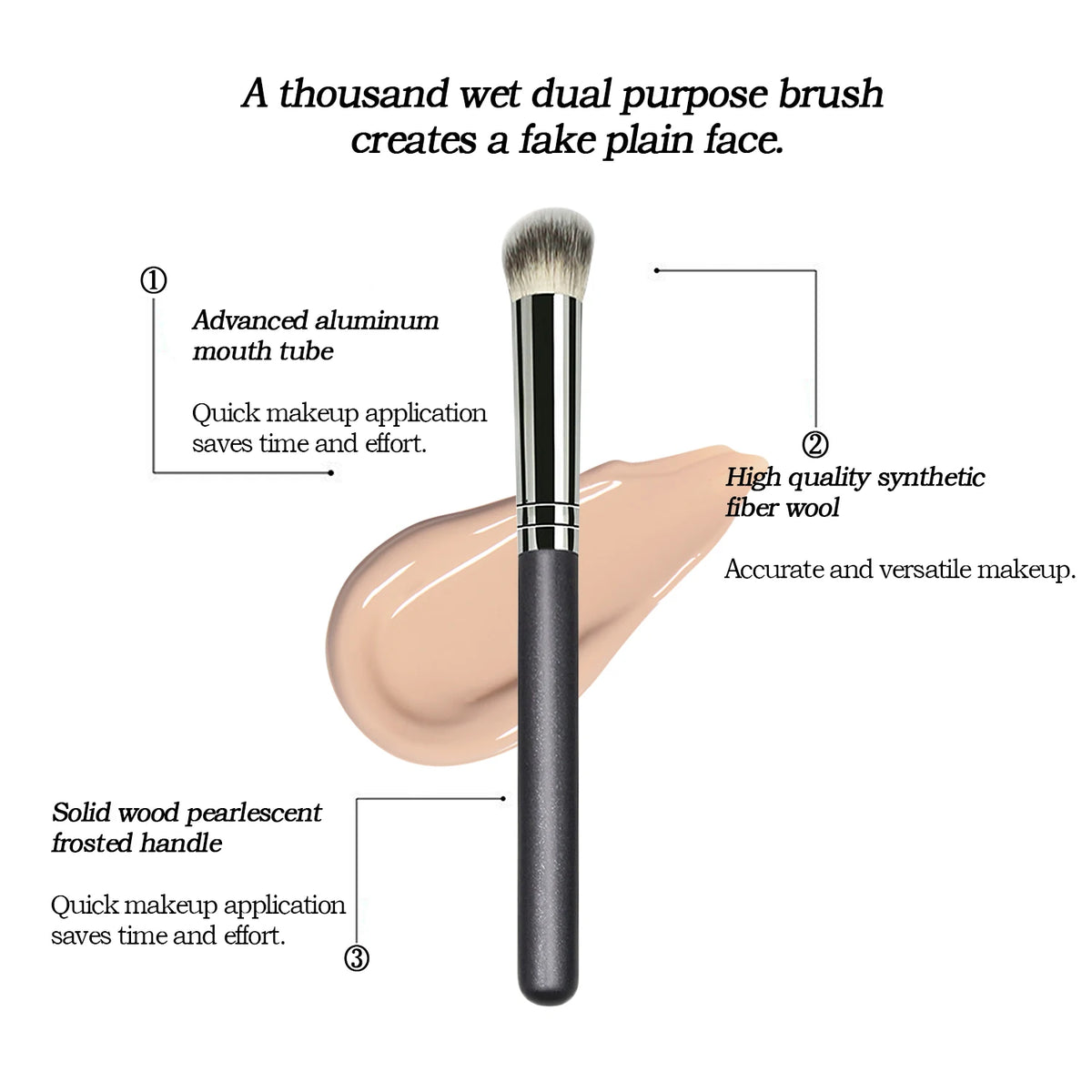 Precision Flat Head Concealer Brush – Wool Fiber #270 Concealer Makeup Brush QXL