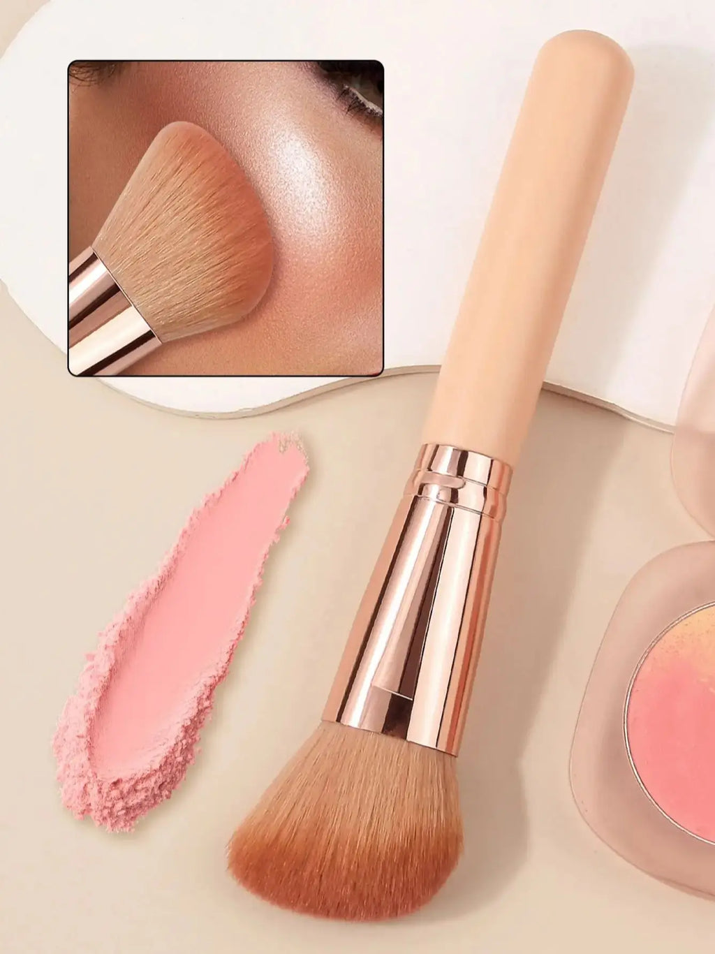 KOSSHOW Slope Makeup Brush – Wooden Handle & Nylon Bristles Makeup Brush QXL Pink