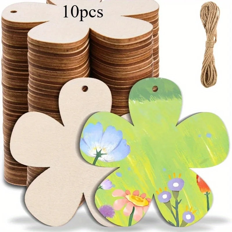 Wooden Flower Shape Set – DIY Crafts, Painting & Decor Wood Craft Cutouts QXL 10pcs