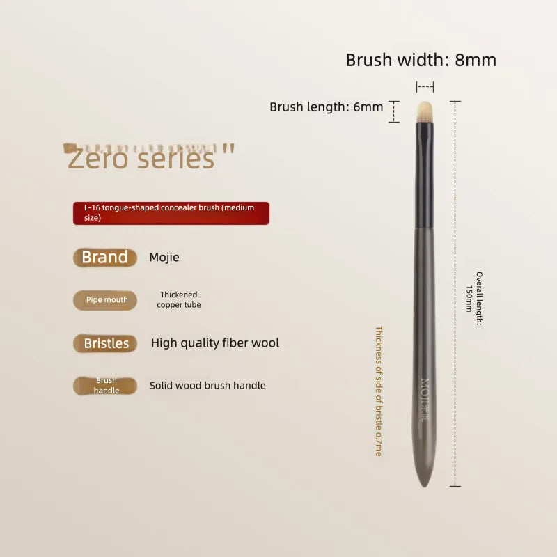 Moji L16 Tongue-Shape Concealer Brush | Wool Fiber Flat Tip Concealer Brush QXL L16 Medium size