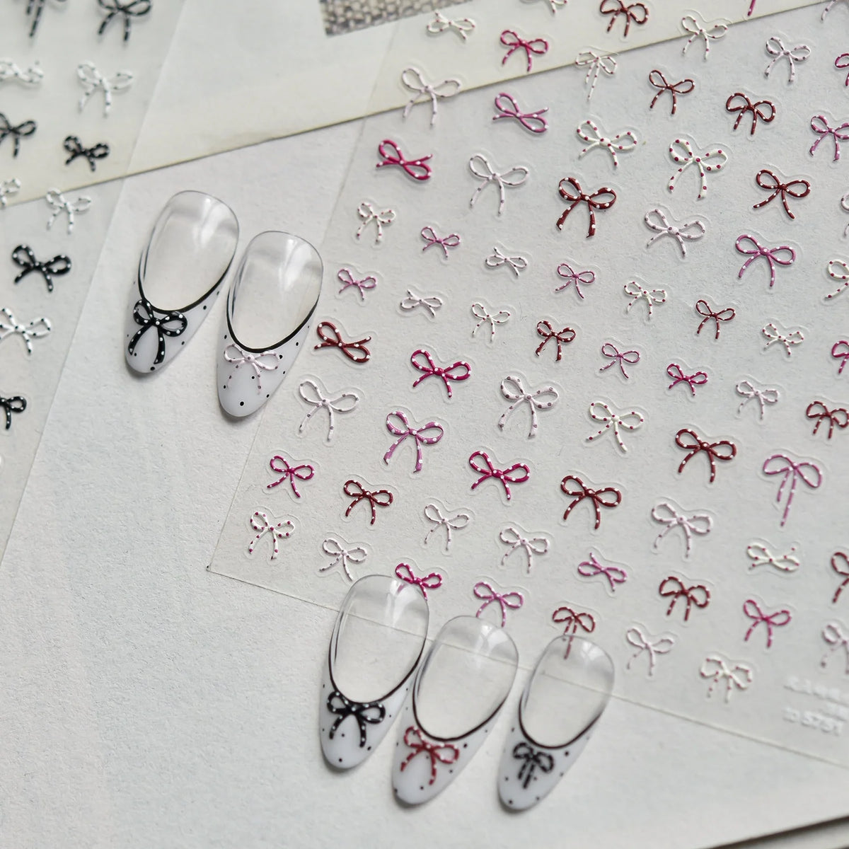5D Embossed Bow Nail Stickers | French Ribbon DIY Nail Decals Nail Art Stickers QXL