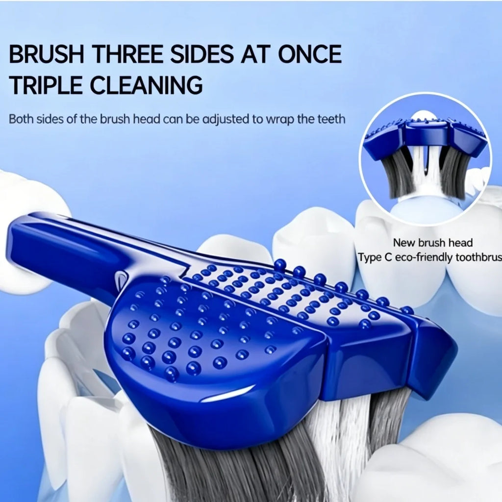 6-Pack 3D U-Shaped Three-Sided Soft Toothbrush for Adults Manual Toothbrush QXL