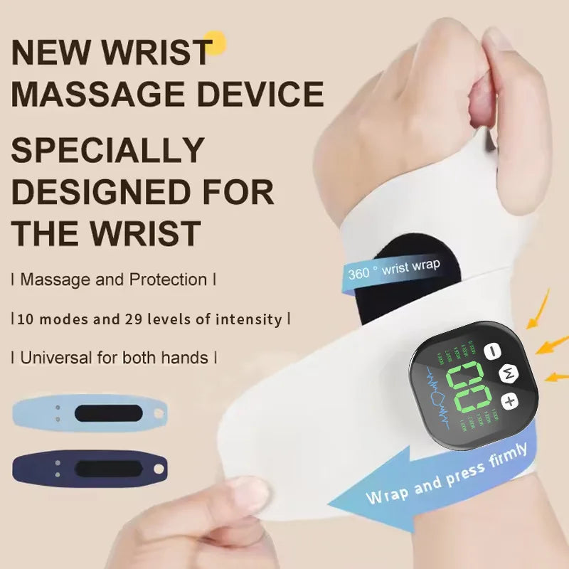 10-Mode EMS Cordless Wrist Massager | USB Rechargeable Wrap EMS Wrist Massager QXL