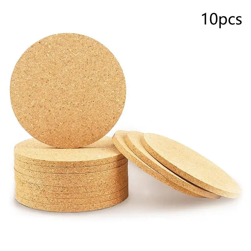 10-Pack Round Cork Coasters | Non-Slip DIY Drink Mats Cork Coaster Set QXL A